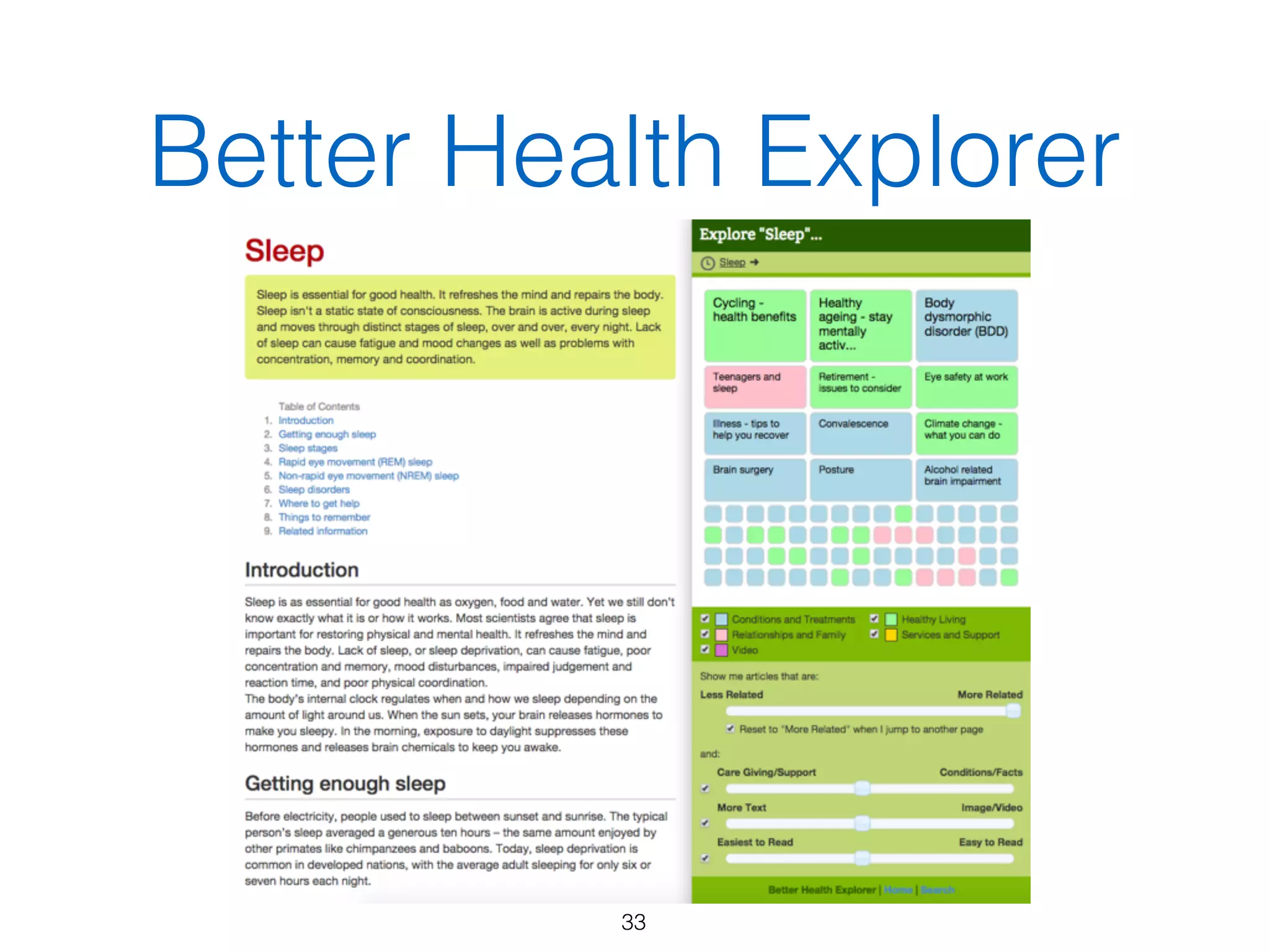 Better Health Explorer
33
 
