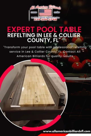 Expert Pool Table Refelting in Lee & Collier County, FL