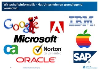 Wirtschaftsinformatik - Hat Unternehmen grundlegend
verändert!
Infoabend Bachelorstudiengänge70
 
