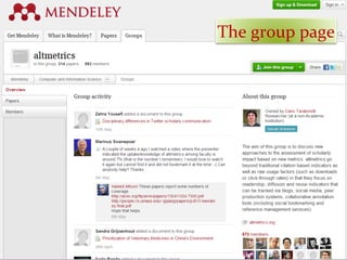 The	
  group	
  page	
  
 
