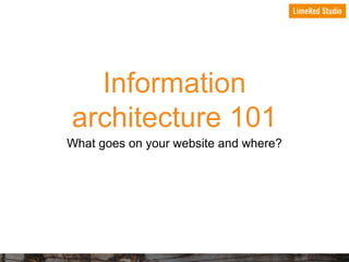 Information
architecture 101
What goes on your website and where?

 