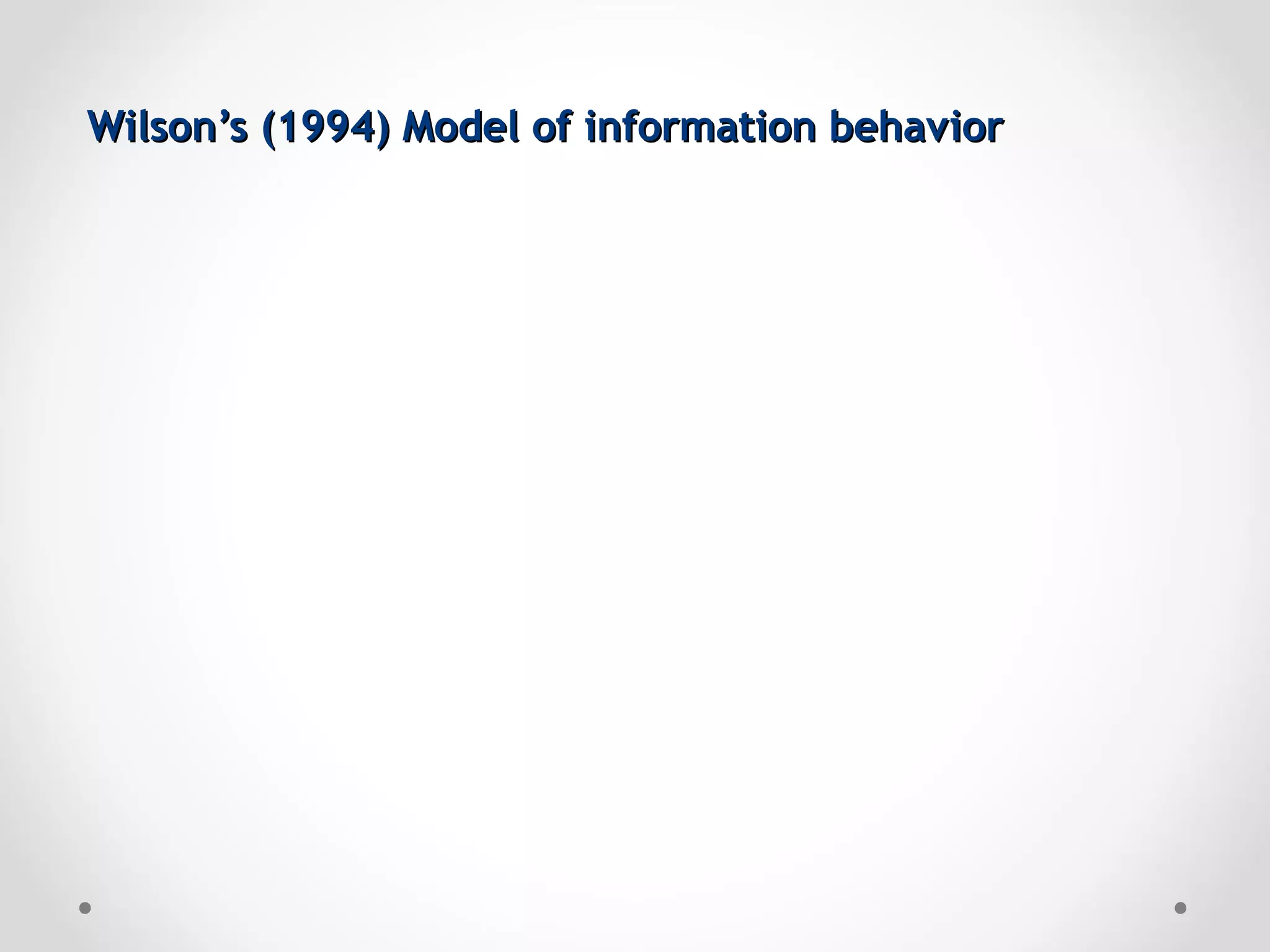 Wilson’s (1994) Model of information behavior
 