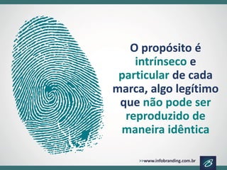 O propósito é intrínsecoe particularde cada marca, algo legítimo que não pode ser reproduzido de maneira idêntica  