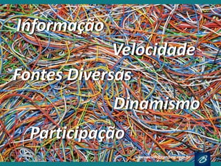 Informação 
Velocidade 
Fontes Diversas 
Dinamismo 
Participação  