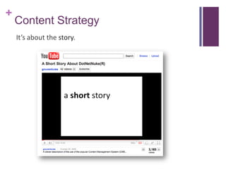 Content Strategy<br />It’s about the story.<br />