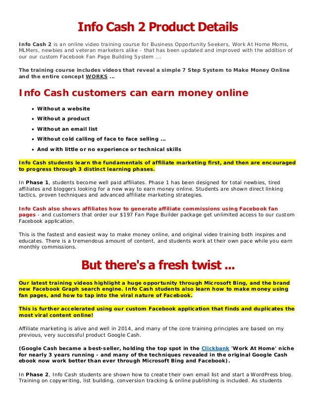 Info Cash !   2 Product Make Money With No Website Email List Or - 
