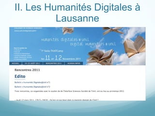 II. Les Humanités Digitales à Lausanne 