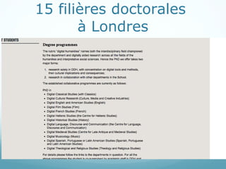 15 filières doctorales  à Londres 