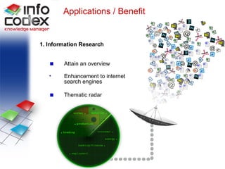 Information Research 1. Information Research Attain an overview Enhancement to internet  search engines Thematic radar Applications / Benefit 