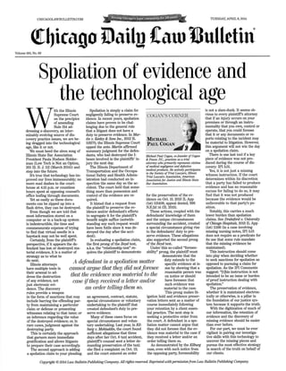 Spoliation of Evidence - Chicago Daily Law Bulletin
