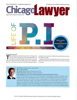 Joh Power Featured in Chicago Lawyer Magazine