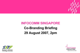 INFOCOMM SINGAPORE Co-Branding Briefing 29 August 2007 , 2pm 