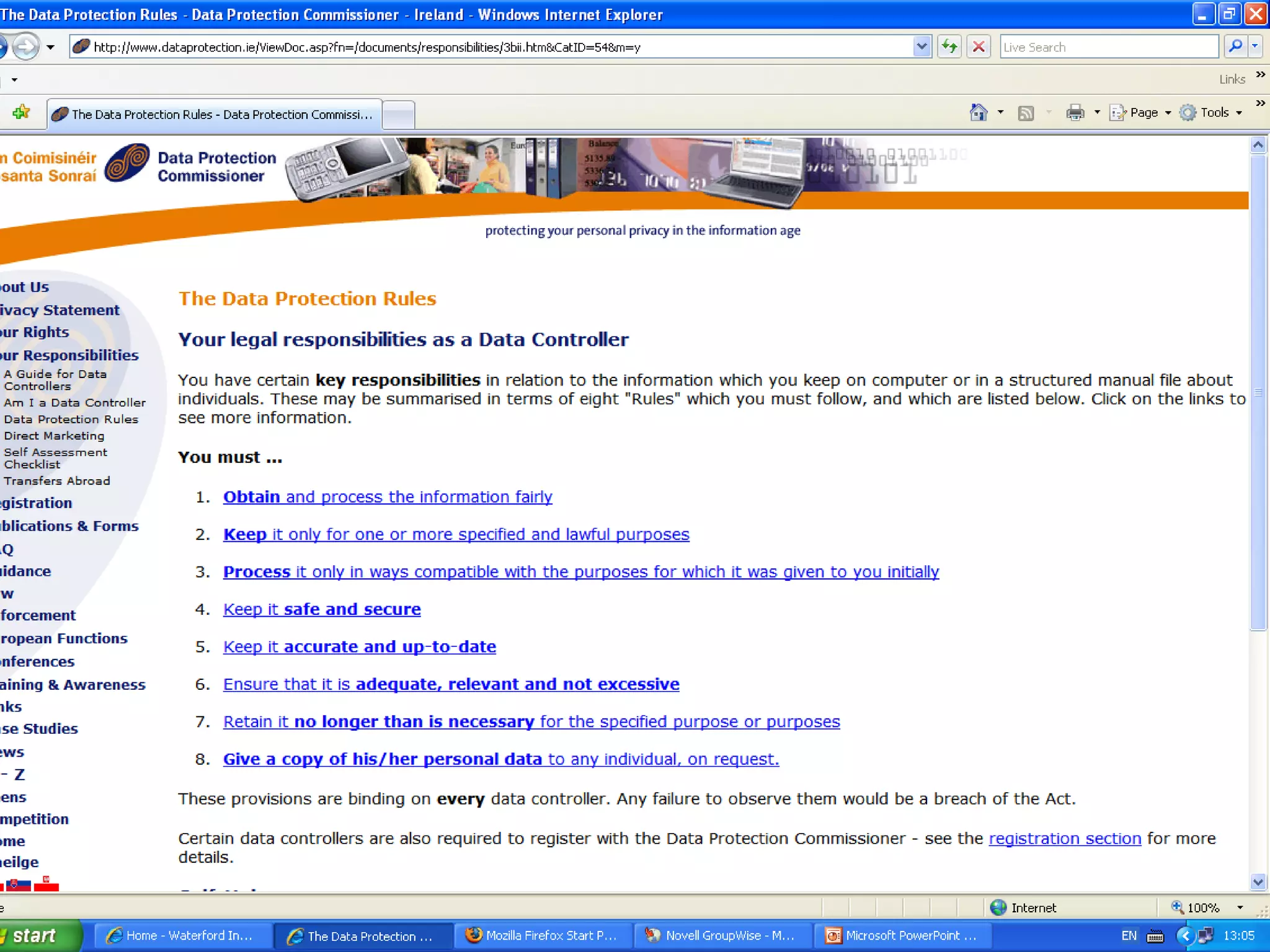Data supplied in intelligible format