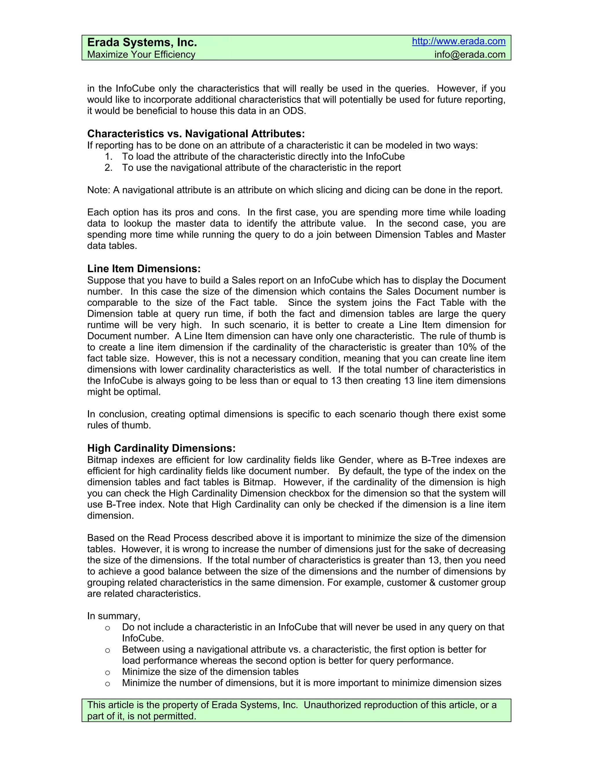 Info cube modeling_dimension_design_erada_bw_infoalert | PDF