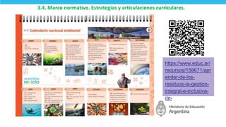 https://www.educ.ar/
recursos/158671/apr
ender-de-los-
residuos-la-gestion-
integral-e-inclusiva-
de-
3.4. Marco normativo. Estrategias y articulaciones curriculares.
28
 