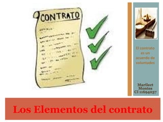 Los Elementos del contrato
El contrato
es un
acuerdo de
voluntades
 