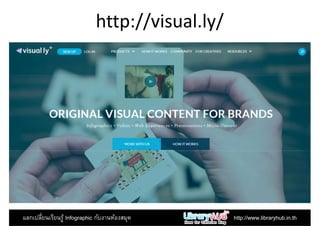 http://visual.ly/
แลกเปลียนเรียนรู้ Infographic กับงานห้องสมุด http://www.libraryhub.in.th
 