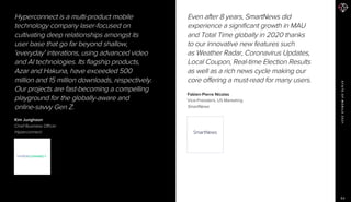 STATEOFMOBILE2021
Even after 8 years, SmartNews did
experience a significant growth in MAU
and Total Time globally in 2020...