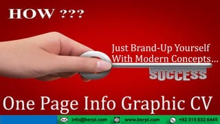 www.berpl.com +92 315 632 6445info@berpl.com
One Page Info Graphic CV
Just Brand-Up Yourself
With Modern Concepts…
 
