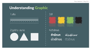 1.àÊŒ¹ 3.ÊÕ
2.ÃÙ»Ã‹Ò§ ¢¹Ò´ 4.μÑÇÍÑ¡ÉÃ
μÑÇÍÑ¡ÉÃ
ตัวอักษร
μÑÇÍÑ¡ÉÃ
ตัวอักษร
Understanding Graphic
Perus Saranurak 12 May 2015
 