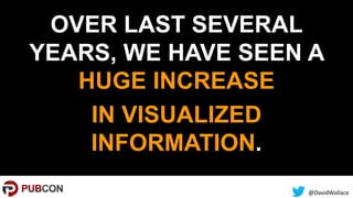 @DavidWallace
OVER LAST SEVERAL
YEARS, WE HAVE SEEN A
HUGE INCREASE
IN VISUALIZED
INFORMATION.
 