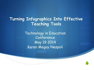 S
Turning Infographics Into Effective
Teaching Tools
Technology in Education
Conference
May 19 2014
Karen Megay Nespoli
 