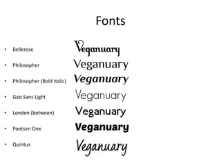 Fonts
• Bellerose
• Philosopher
• Philosopher (Bold Italic)
• Geo Sans Light
• London (between)
• Poetsen One
• Quintus
 