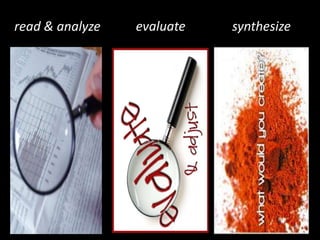 read & analyze   evaluate   synthesize

• PART I
 