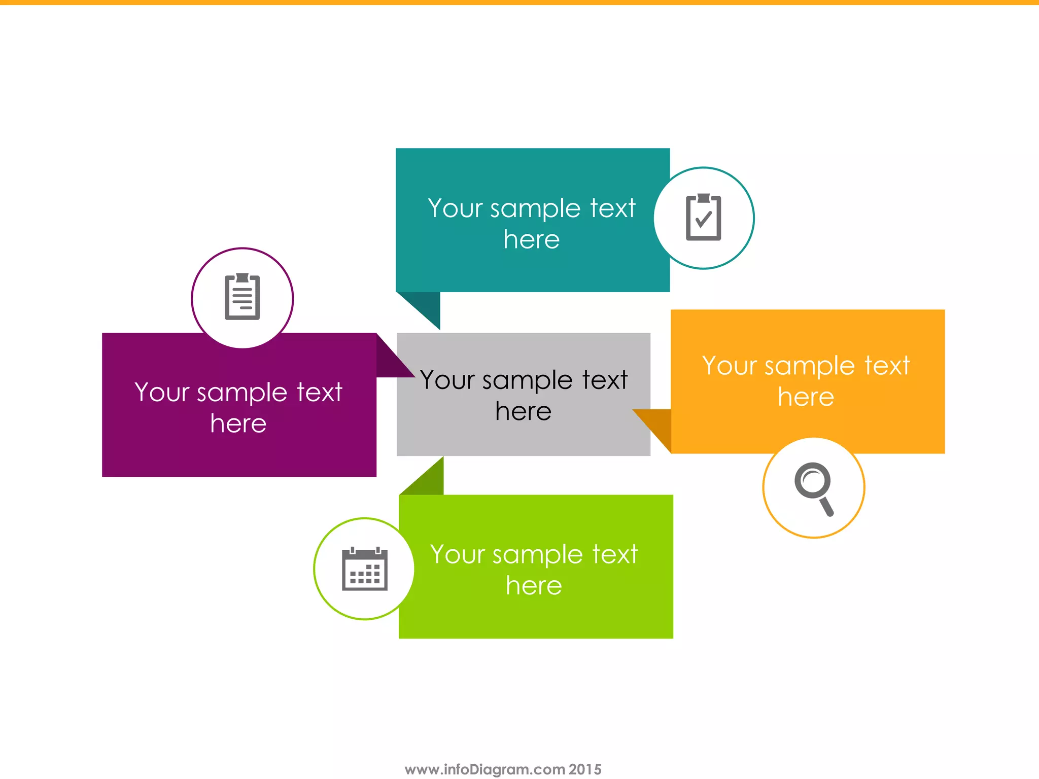 www.infoDiagram.com 2015www.infoDiagram.com 2015
Your sample text
here
Your sample text
here
Your sample text
here
Your sample text
here
Your sample text
here
 