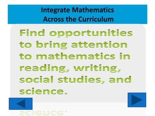 Integrate Mathematics
Across the Curriculum
 