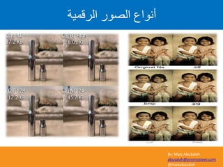 By: Mais AbuSalah
abusalah@promosteer.com
@maisabusalah
‫اىشقَٞح‬ ‫اىص٘س‬ ‫أّ٘اع‬
 