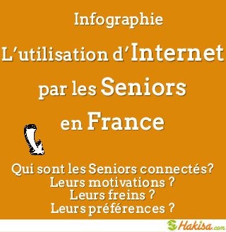 Infographie

L’utilisation d’Internet
     par les Seniors
        en France

 Qui sont les Seniors connectés?
       Leurs motivations ?
          Leurs freins ?
       Leurs préférences ?
 