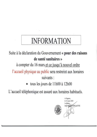 Info horaires mairie