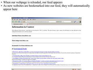 When our webpage is reloaded, our feed appears As new websites are bookmarked into our feed, they will automatically appear here 