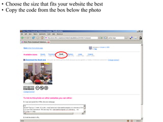 Choose the size that fits your website the best Copy the code from the box below the photo 