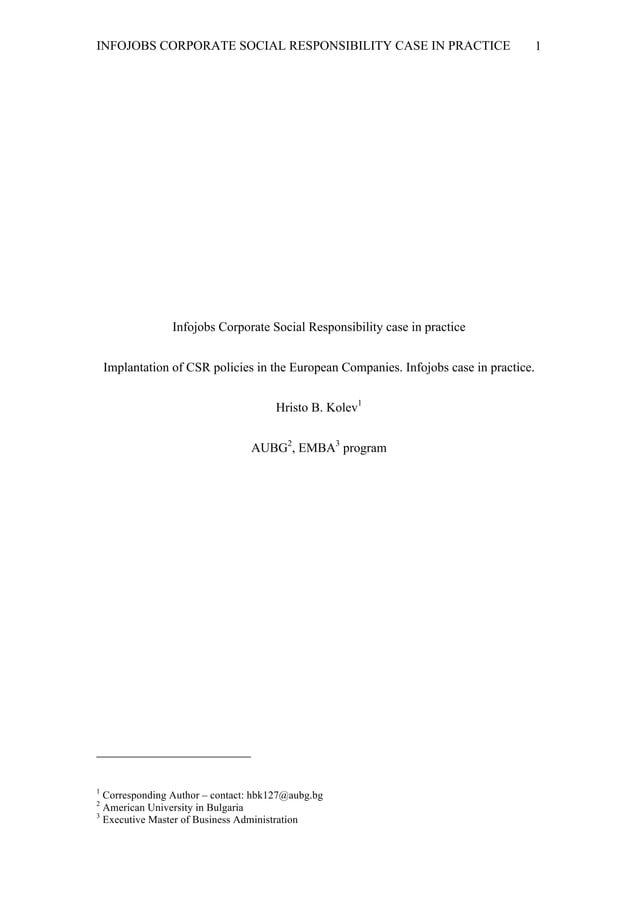 Infojobs corporate social responsibility case in practice PDF
