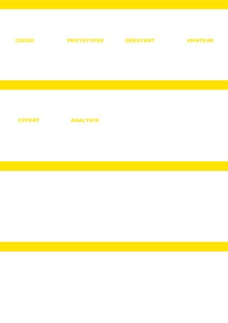CODER    PROTOTYPER   DÉBUTANT   AMATEUR




EXPERT    ANALYSTE
 