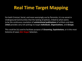 Real Time Target Mapping
For both Criminal, Social, and more worryingly use by Terrorists, it is no secret in
Underground ...