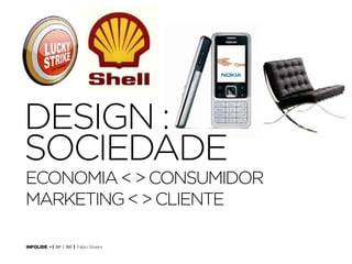 Design Thinking
12 DesignThinking

design :
sociedade
economia < > consumidor
marketing < > cliente
INFOLIDE • | SP | BR | Fabio Silveira

 