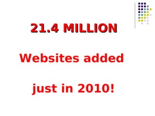 21.4 MILLION Websites added  just in 2010! 