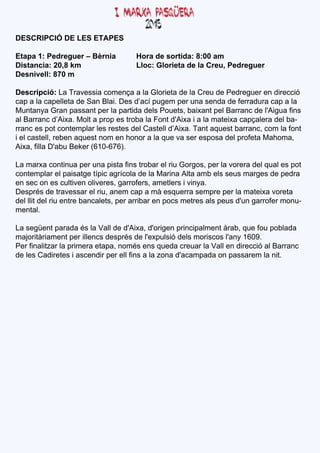 D S RP I D L SE A E
 E C ICÓ E E T P S

Ea a1 P de u r B ri
 tp : e rg e – èna       H r d s rd : :0a
                          oa e ot a 80 m
                                  i
Dsa ca 2 , k
 itn i: 08 m             Lo : lr t d l C e , e rg e
                          lc G oi a e a ru P de u r
                                e
D s iel8 0m
 e nv l 7
       :

D s r có L Ta e s c me ç al Goi ad l C e d P de u r nd e c
 e ci i: a rv si o n a a l e e a ru e e rg e e i ci
     p           a             rt                       r ó
c pal c p lt d S nBa D s ’ í u e p r n s n ad fr d r c pal
 a a a eea e a l. e d c p g m e u a e d e er ua a a
          l         i      a                      a
Mu tn aG a p sa t e l p rd d lP u t b i n p l arn d l i af s
  na y rn a s n p ra at a e o es a a t e B r c e ' g i
                         i   s     , x          a     A u n
a B r n d i . l po e t b l F n d i i l mae ac p a r d l a
 l ar c ’ x Mo a rp s r a a o t ' x a a ti a ç l a e b -
     a   Aa    t         o        Aa          x     e
r n e p t o tmp re rs s e C s l ’i . a t q e t arn , o l fn
r c s o c ne l l e t d l a t l Ax T n a u s b r c c m a o t
 a             a s e          ed a                a
i la tlrb na u s n m e h n r l q ev s r s o ad l rft Ma o ,
 e c s l e e q e t o n o o a a u a e e p s e poea h ma
      e,
Ax ,i Da uB k r6 06 6.
 i fa '
  a l l  b e e (1 -7 )

L max c ni ap r n p t f s rb r li G ro , e l v rr d l u l s o
 a ra o t u e u a ia i t a e r og s p ra oea e q a e p t
           n        s n o        u
c ne l e p i tet ia r o d l Mai At a e s u mag s ep da
 o tmp r l a ag í c gí l e a r a l mb l e s re d e r
       a     s   p     ca        n   a    s
e s c ne c l e ov rs g r fr, mel s v y .
 n e o s u i n lee , ar es a t r ii a
            tv  i        o       e   n
D s rs et v sa e r , n m c pamàe q er s mpep ramae av rt
 e pé d r e s r li a e a
          a       u             s u r e r e l ti oea
                                     a              x
d li e r e t b n a t p r rb r np c mers lp u d ng r fr n -
 e l d li nr a c l s e ar a e o s t a e s ' ar e mo u
   lt   u    e    e,      i           e s       u    o
me tl
  na .

L s g e t aa aé l V l ed i , ' i npi i l n àa , u fup b d
 a e ü n p rd sa a d ' x d r e r c a
                    l    A a og     n p me t rb q e o o l a
                                                        a
ma rài n p rln s e pé d lx u i d lmoi o ln 1 0 .
  j i r me t e i c d s rs e ' p ló e
   ot a        le           e s     s r c s' y 6 9
                                         s   a
P ri l a l pi r ea a n mé e s u d ce a l V l nd e c a B r n
 e f at ra r a tp , o s n q e a ru ra a e i ci l ar c
    ni z     me                            l    r ó      a
d l C d ee i se d p r li al z n d c mp d o p sae l n .
 e e a i ts a c n i e e f s a o a ' a a a n a s rm a i
    s   r         r     ln         a                   t
 