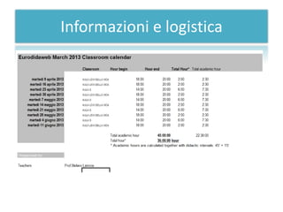 Informazioni e logistica
 