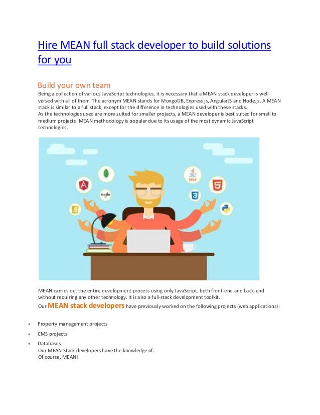 Hire MEAN full stack developer to build solutions for you