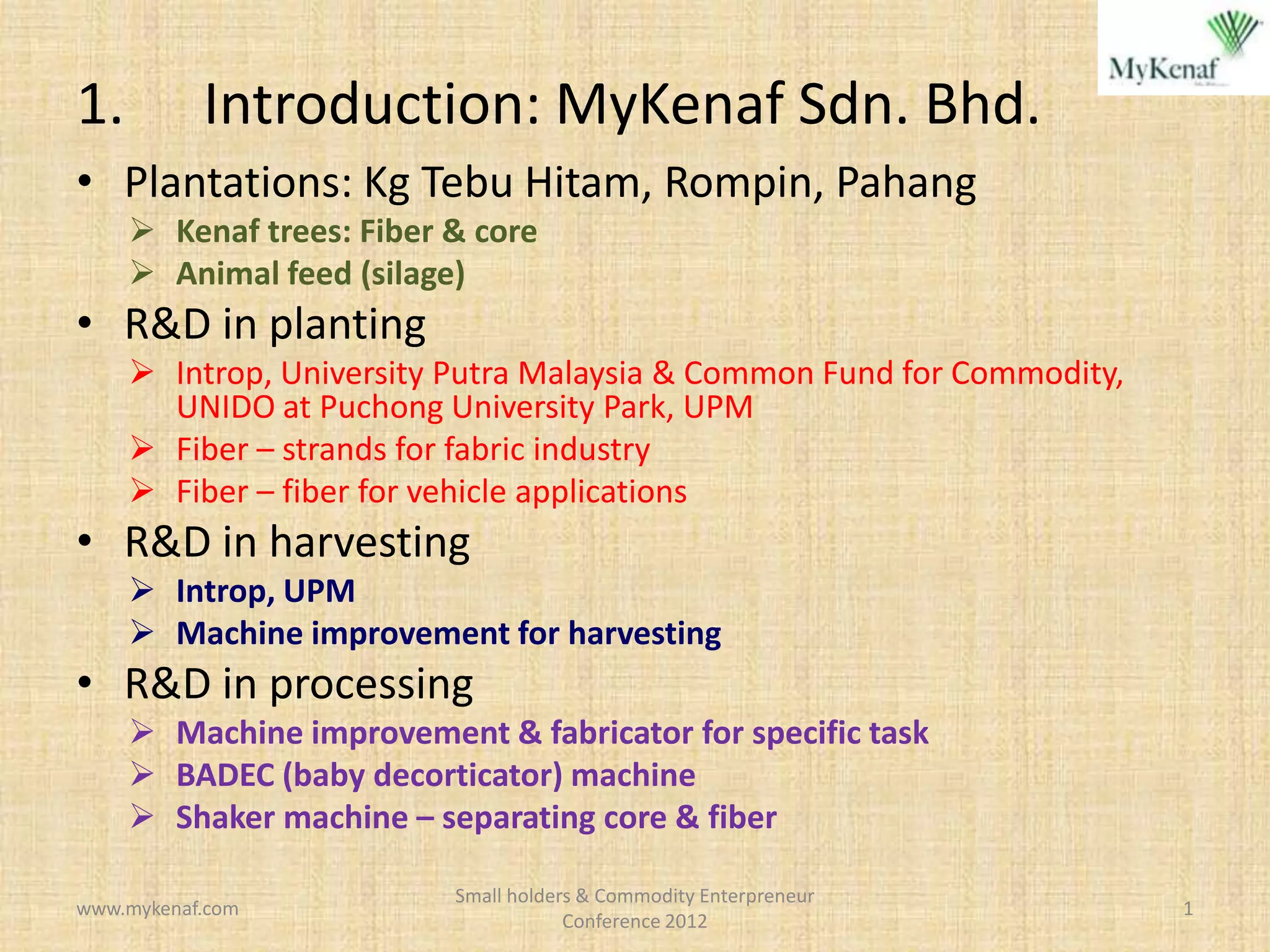 Info mykenaf sb at kg tebu hitam rompin pahang english | PPTX