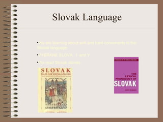 Slovak Language We are learning about soft and hard consonants in the Slovak language VYBRANE SLOVA  I  and Y We read Slovak stories 