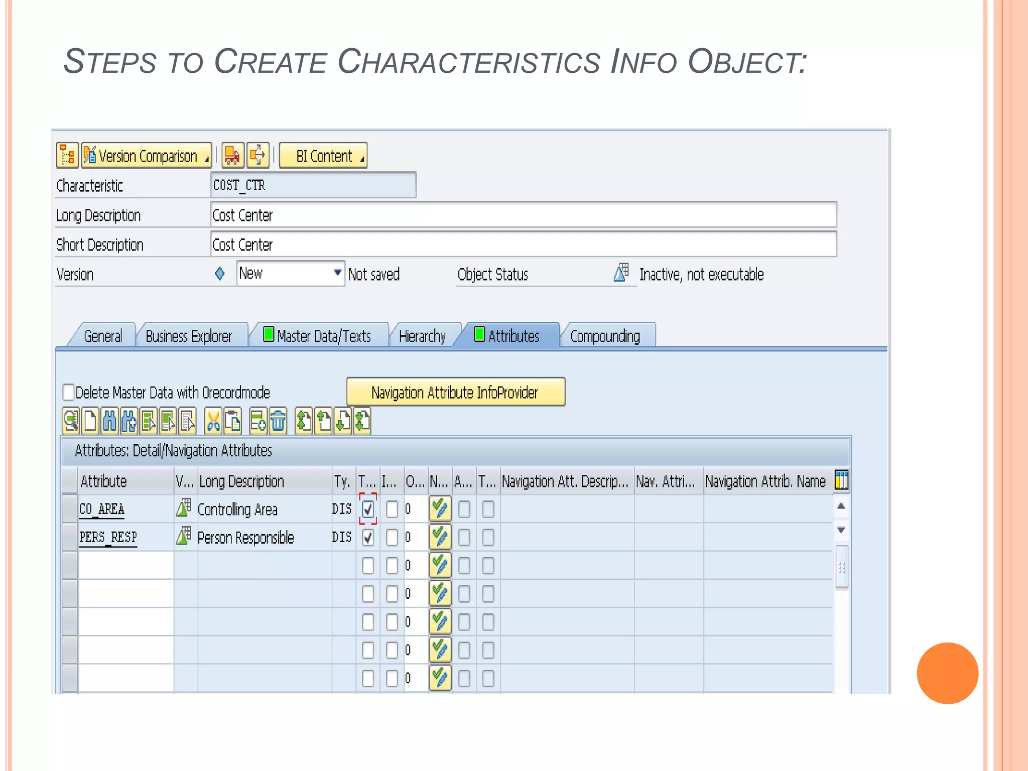 STEPS TO CREATE CHARACTERISTICS INFO OBJECT:
 