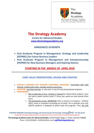 INNOVATIVE POST GRADUATE PROGRAMS FOR WORKING NON-PGDMs/MBAS | PDF