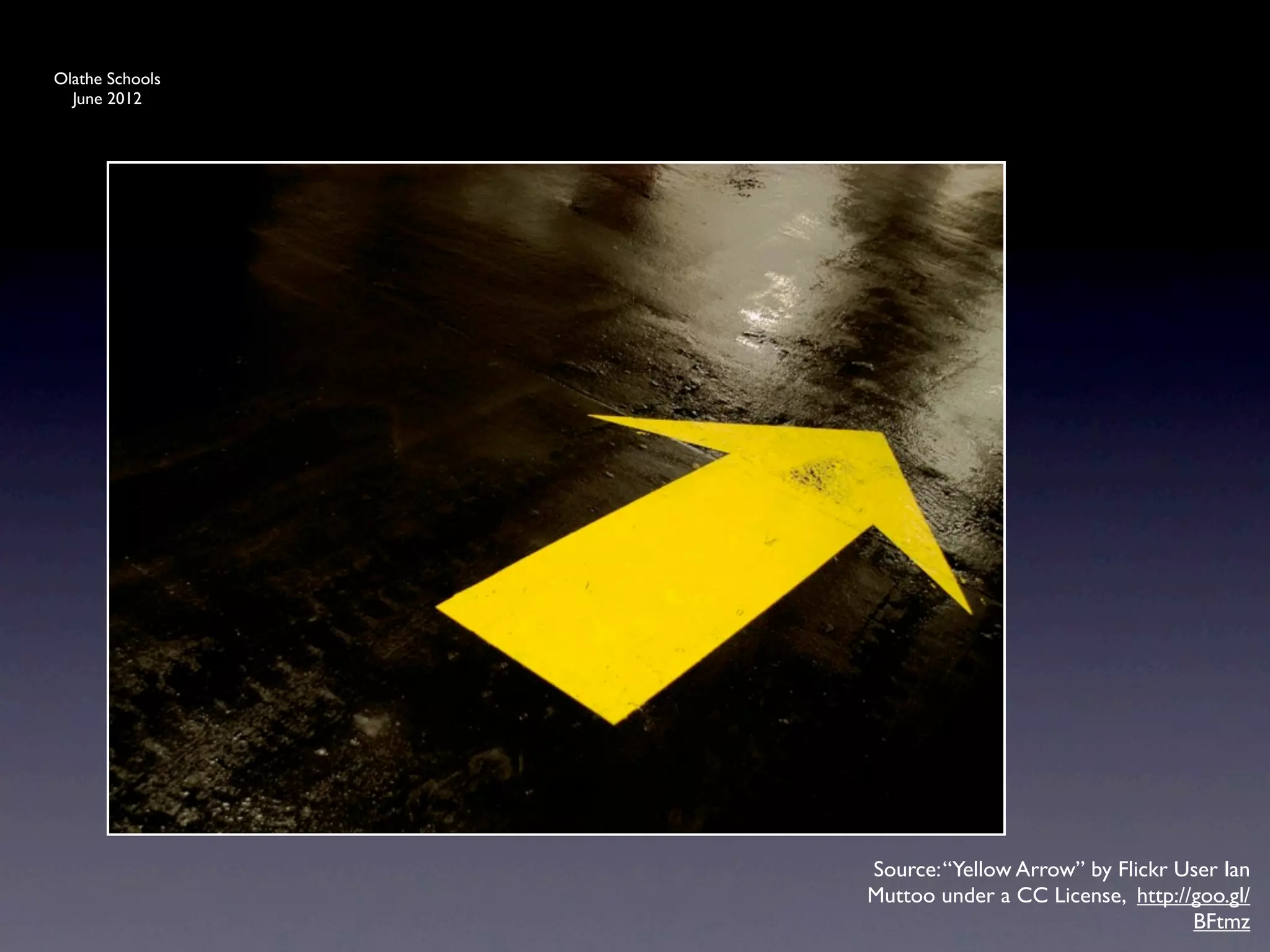 Olathe Schools
  June 2012




                 Source: “Yellow Arrow” by Flickr User Ian
                 Muttoo under a CC License, http://goo.gl/
                                                   BFtmz
 