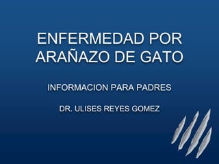 ENFERMEDAD POR
ARAÑAZO DE GATO
INFORMACION PARA PADRES
DR. ULISES REYES GOMEZ
 