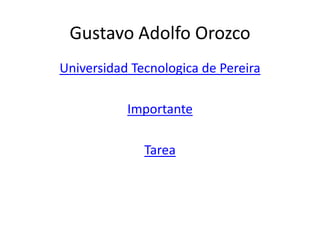 Gustavo Adolfo Orozco Universidad Tecnologica de Pereira Importante Tarea 